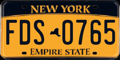 NY license plate FDS0765