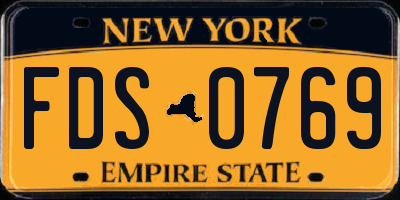 NY license plate FDS0769