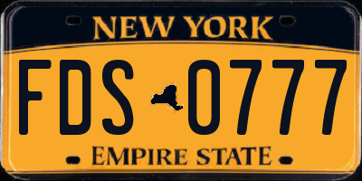 NY license plate FDS0777