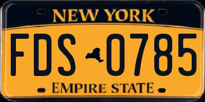 NY license plate FDS0785