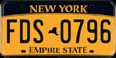 NY license plate FDS0796