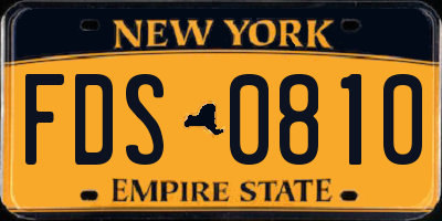 NY license plate FDS0810
