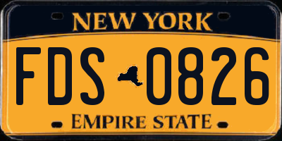 NY license plate FDS0826