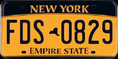 NY license plate FDS0829