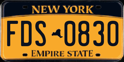 NY license plate FDS0830