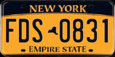 NY license plate FDS0831