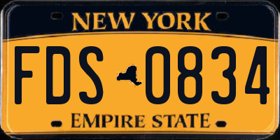 NY license plate FDS0834