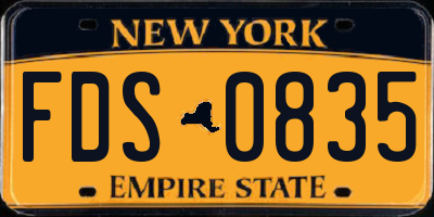 NY license plate FDS0835