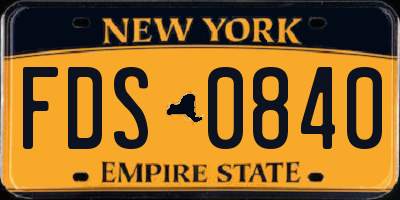 NY license plate FDS0840