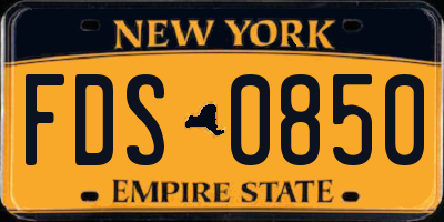 NY license plate FDS0850