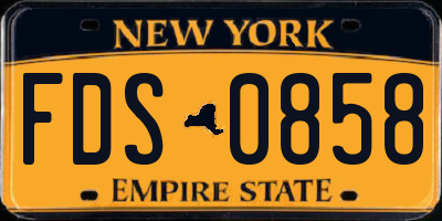 NY license plate FDS0858