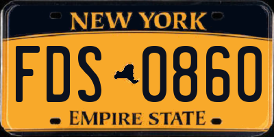 NY license plate FDS0860