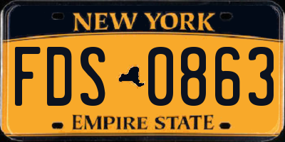 NY license plate FDS0863