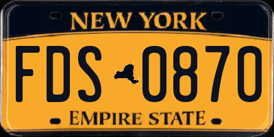 NY license plate FDS0870