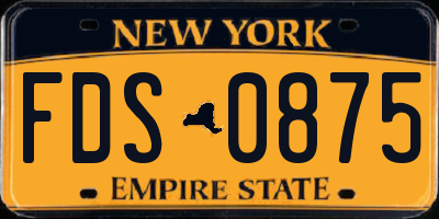 NY license plate FDS0875