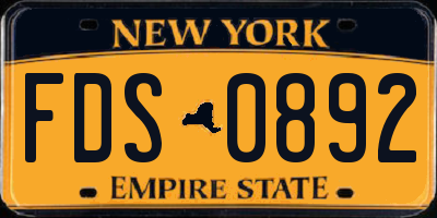 NY license plate FDS0892