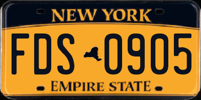 NY license plate FDS0905