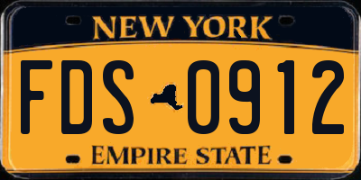 NY license plate FDS0912