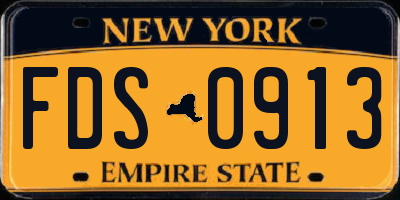 NY license plate FDS0913