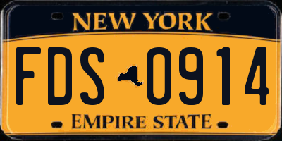 NY license plate FDS0914