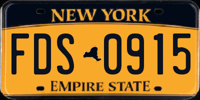NY license plate FDS0915