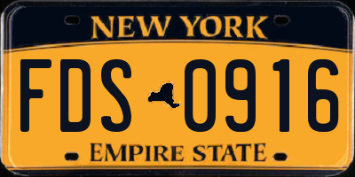 NY license plate FDS0916
