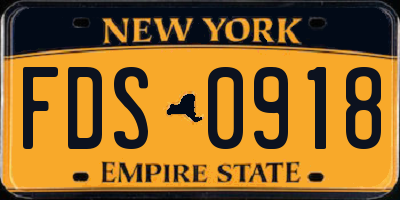 NY license plate FDS0918