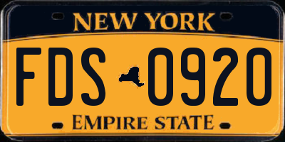 NY license plate FDS0920