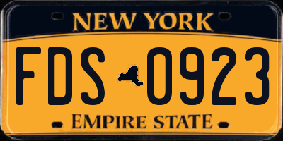 NY license plate FDS0923