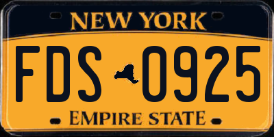 NY license plate FDS0925