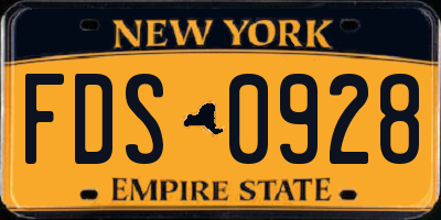 NY license plate FDS0928