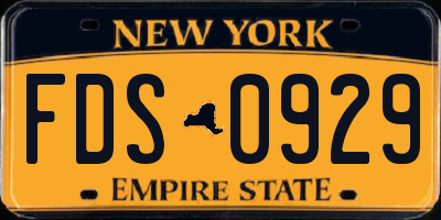 NY license plate FDS0929