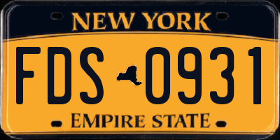 NY license plate FDS0931