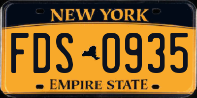 NY license plate FDS0935