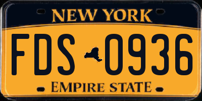NY license plate FDS0936