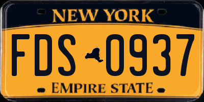 NY license plate FDS0937