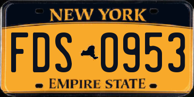 NY license plate FDS0953