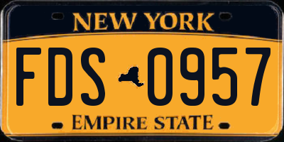NY license plate FDS0957