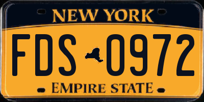 NY license plate FDS0972