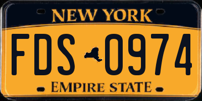 NY license plate FDS0974