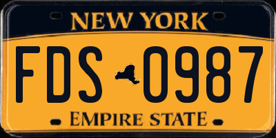NY license plate FDS0987