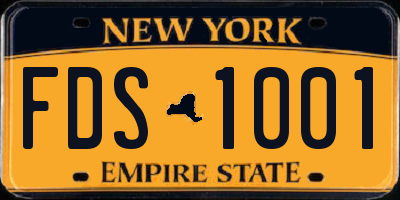 NY license plate FDS1001