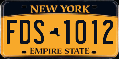 NY license plate FDS1012