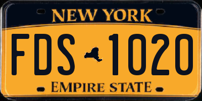 NY license plate FDS1020