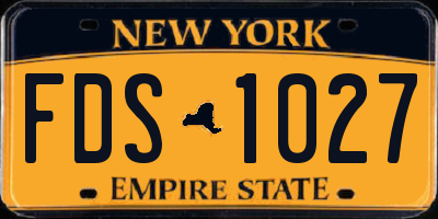 NY license plate FDS1027