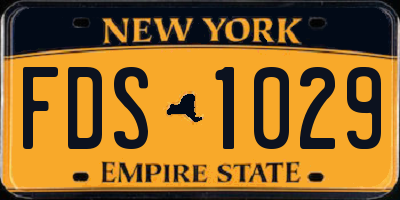 NY license plate FDS1029