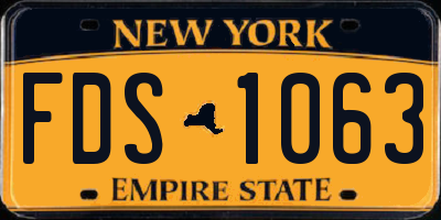 NY license plate FDS1063