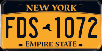 NY license plate FDS1072