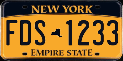 NY license plate FDS1233