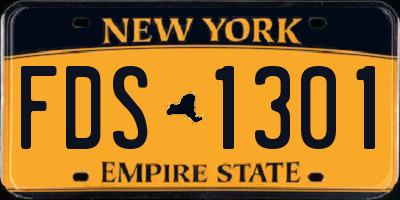 NY license plate FDS1301